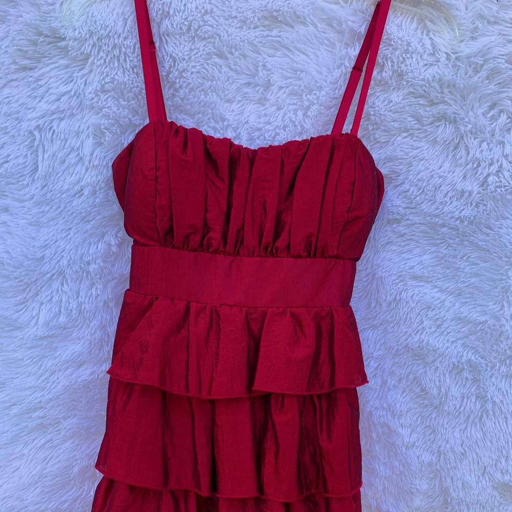 Short Red Prom Dresses Tiered Size M